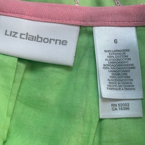 Liz Claiborne Women SZ 6 Neon Green Pink Floral Embroidery Skirt Y2k 80s 90s - Picture 7 of 9